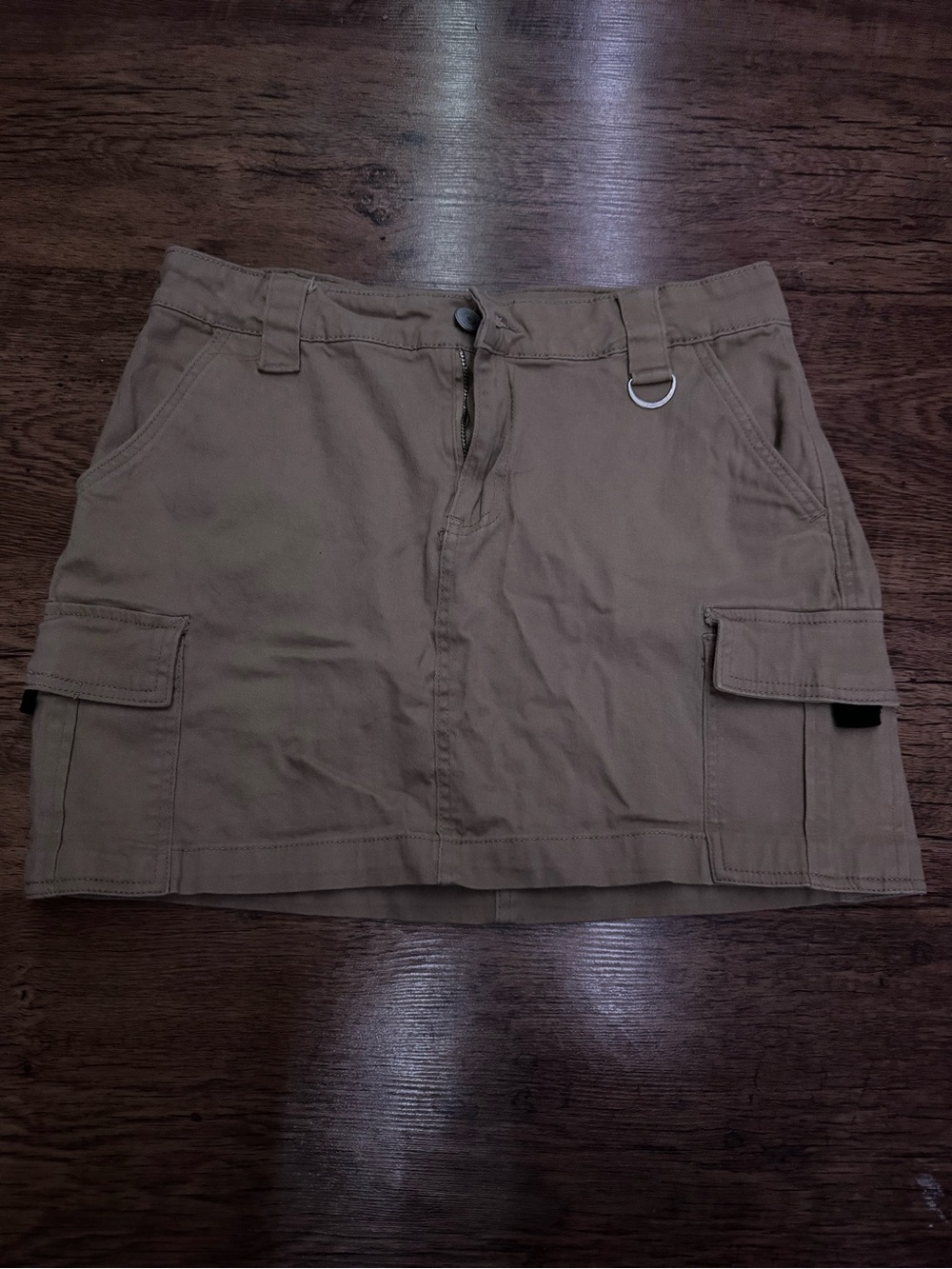 Tan Cargo Pocket Mini Skirt
